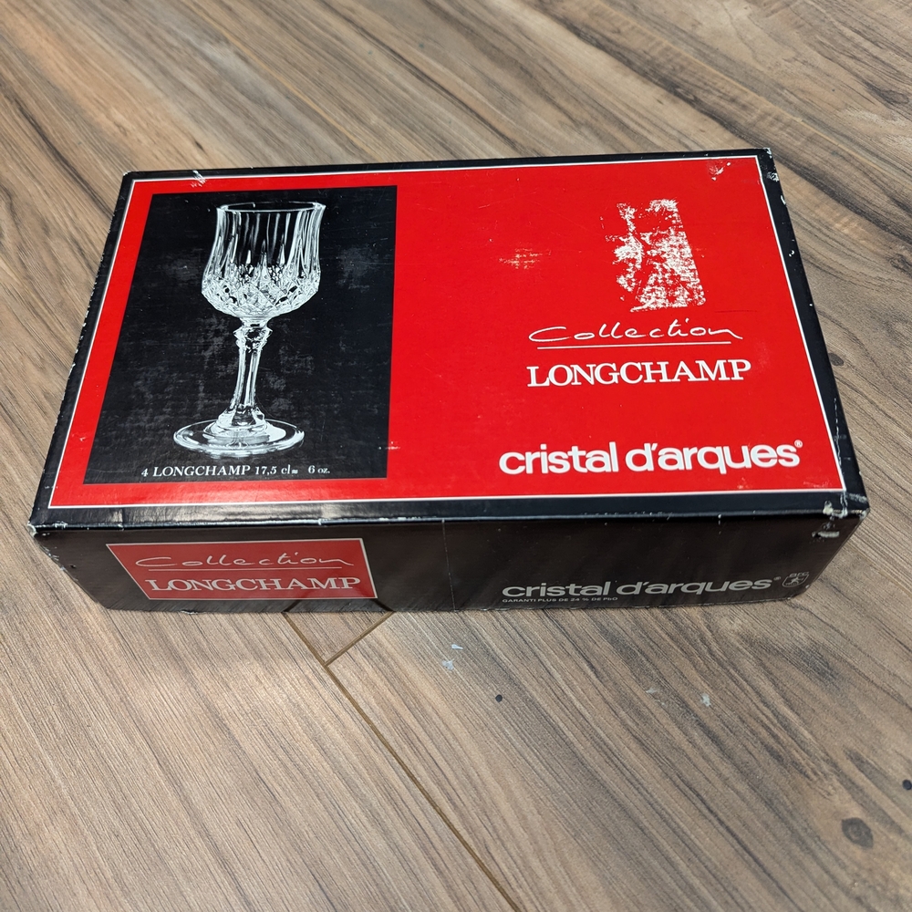Longchamp d'Arques Crystal Wine Glasses, set of 4, New, 6 oz